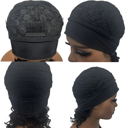 Onda profunda bandana peruca de cabelo humano encaracolado bob perucas para as mulheres 100% cabelo real bobo perucas feitas à máquina completa cabelo preto natural