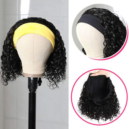Onda profunda bandana peruca de cabelo humano encaracolado bob perucas para as mulheres 100% cabelo real bobo perucas feitas à máquina completa cabelo preto natural