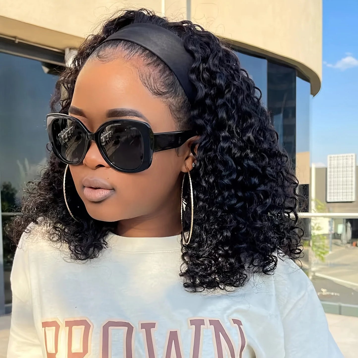Onda profunda bandana peruca de cabelo humano encaracolado bob perucas para as mulheres 100% cabelo real bobo perucas feitas à máquina completa cabelo preto natural