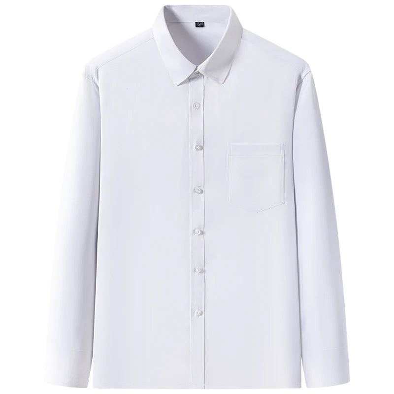New Elasticity Anti-Wrinkle Men's Shirts Long Sleeves Dress Shirts For Men Slim Fit Camisa Social Business Blouse White Shirt