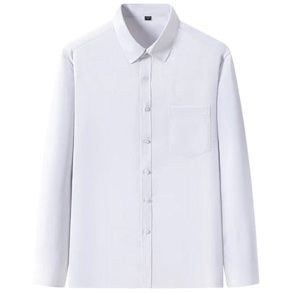 Nieuwe Elasticiteit Anti-Rimpel Heren Shirts Lange Mouwen Overhemden Voor Mannen Slim Fit Camisa Sociale Business blouse Wit Overhemd