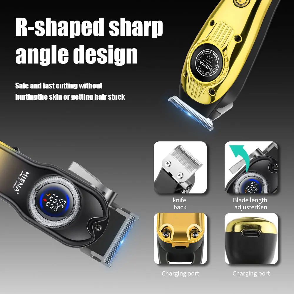 Men's golden hair cutting machine professional hair clipper electric display rechargeable four-piece set of household gifts