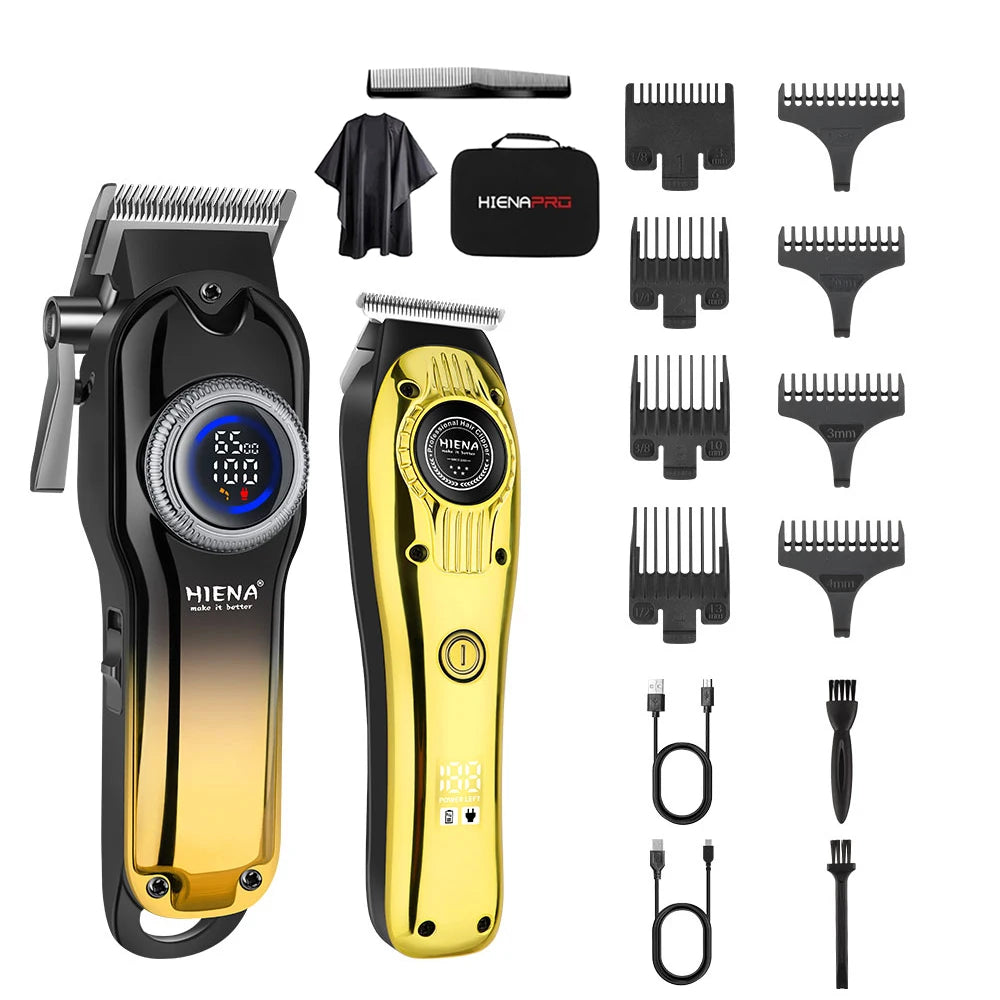Men's golden hair cutting machine professional hair clipper electric display rechargeable four-piece set of household gifts