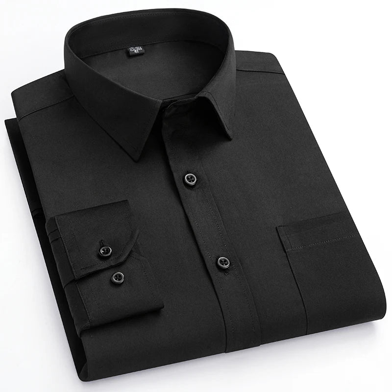 Nieuwe Elasticiteit Anti-Rimpel Heren Shirts Lange Mouwen Overhemden Voor Mannen Slim Fit Camisa Sociale Business blouse Wit Overhemd