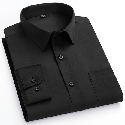 Nieuwe Elasticiteit Anti-Rimpel Heren Shirts Lange Mouwen Overhemden Voor Mannen Slim Fit Camisa Sociale Business blouse Wit Overhemd