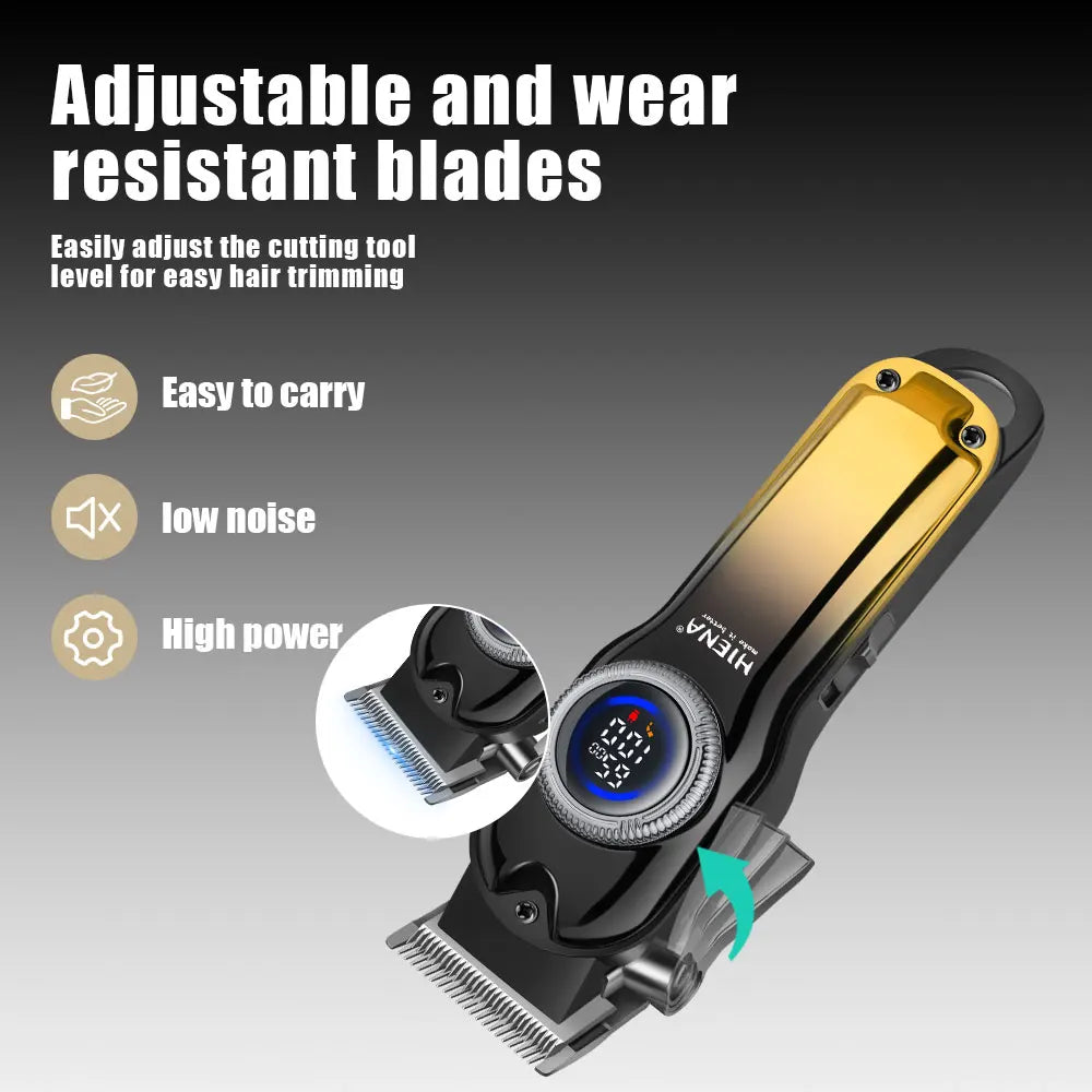 Men's golden hair cutting machine professional hair clipper electric display rechargeable four-piece set of household gifts