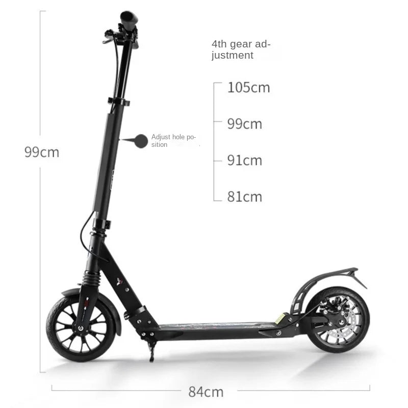 OMGD Aluminum Alloy Two-wheel Shock-absorbing Adult Scooter One-second Folding Children's Scooter Youth Shock-absorbing Scooter